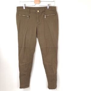 Michael Kors jeggings size 6 EUC army green zipper ankle length Fake back pocket